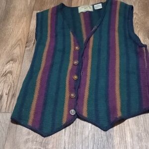 New River Company Vintage stripped Sweter Vest Warm Cozy Fall Winter Size Small